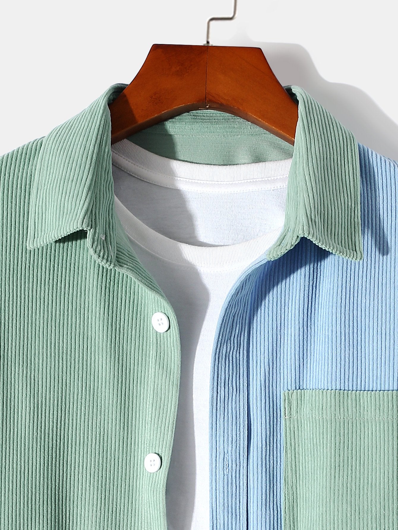 Long Sleeve Two Tone Corduroy Overshirt