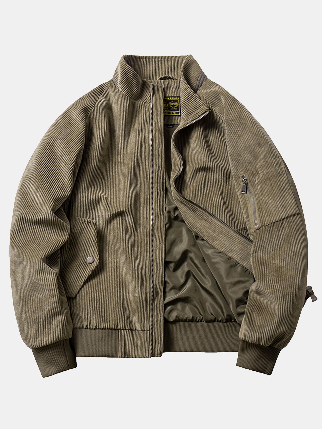 Corduroy Zip Up Bomber Jacket