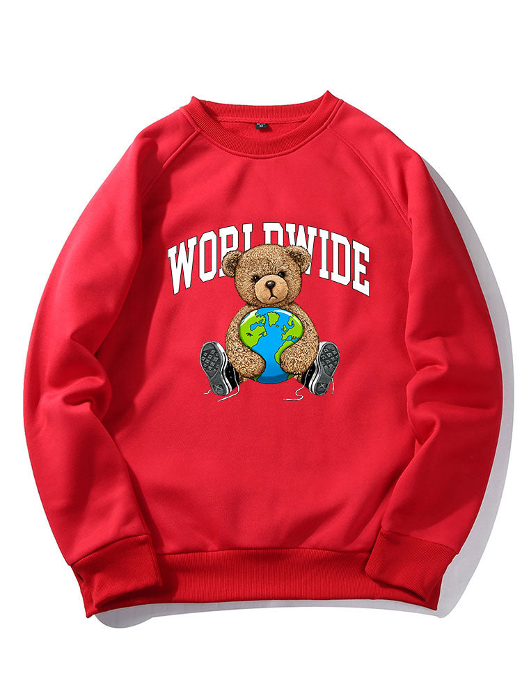 Worldwide Bear Print Raglan Sleeves Sweatshirt